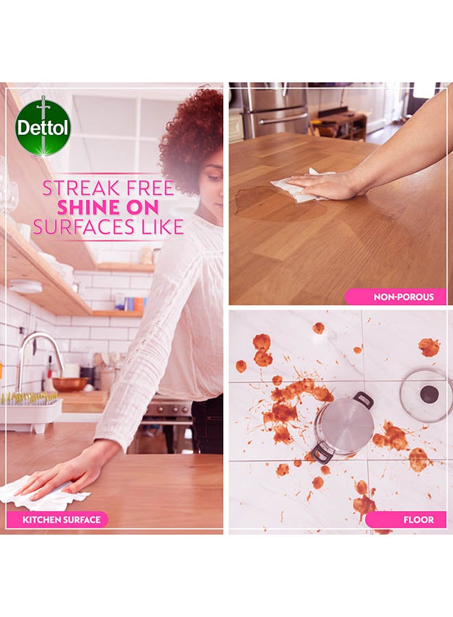 Dettol - Pomegranate Antibacterial Multi Surface Cleaning Large Wipes With Resealable Lid, 80 Count Multicolour - Image 1