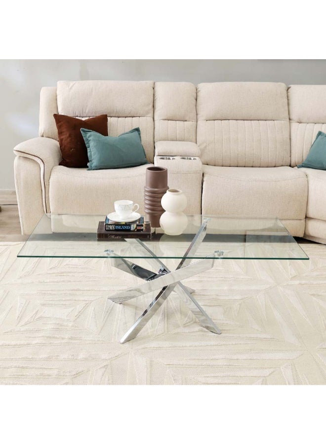 DANUBE HOME Leonardo Coffee Table Clear/White 120 x 60 x 45cm - Image 1