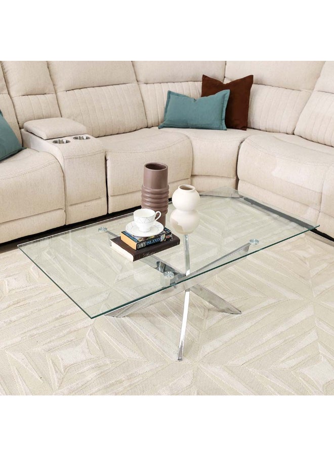 DANUBE HOME Leonardo Coffee Table Clear/White 120 x 60 x 45cm - Image 2