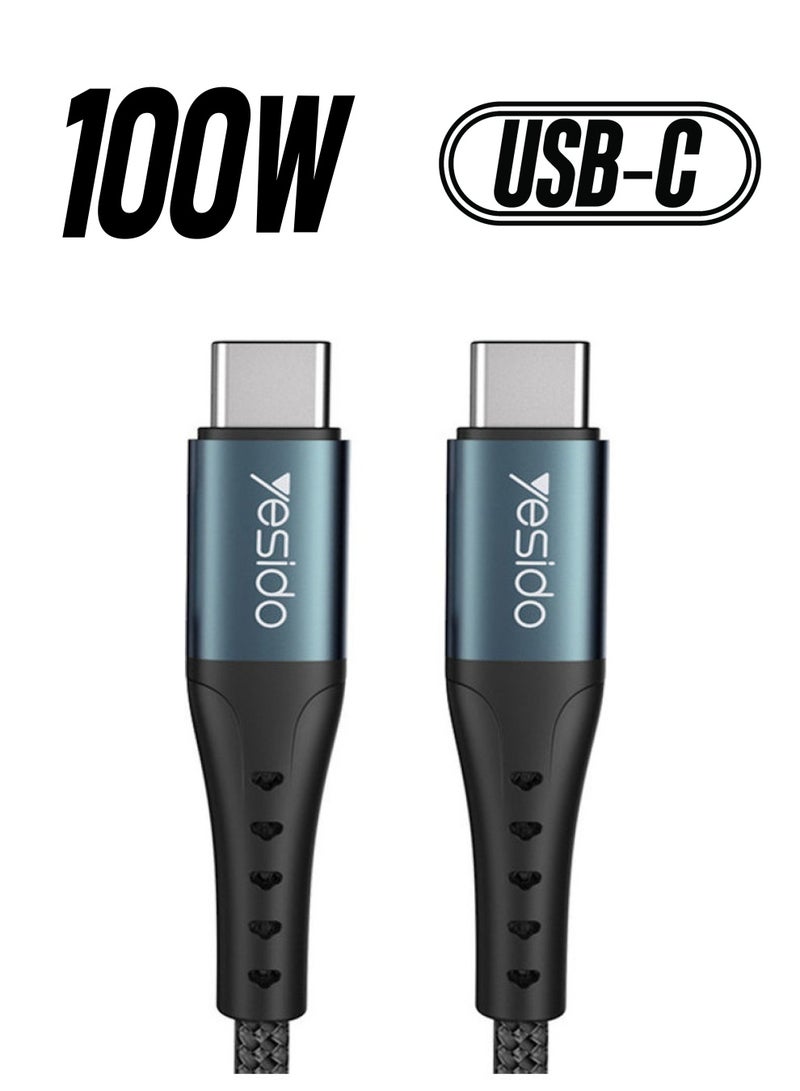 Yesido - Type C To Type C 60W Data Sync And Super Fast Charger Cable Black - Image 1