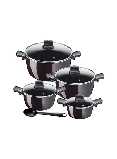 Tefal 9-Piece Aluminium Non-Stick Coating G6 Resist Intense Cookware Set Black 26cm