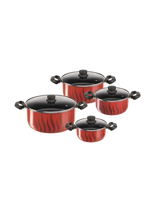 Tefal Tefal Stewpots 8 PCS Set 18/22/26/30 cm |Tempo Flame Cookware | Safe non stick coating |Made in France | Cooking Lid 4 PCS| Boiling Stewing recipe| 2 Years Warranty |C3079082