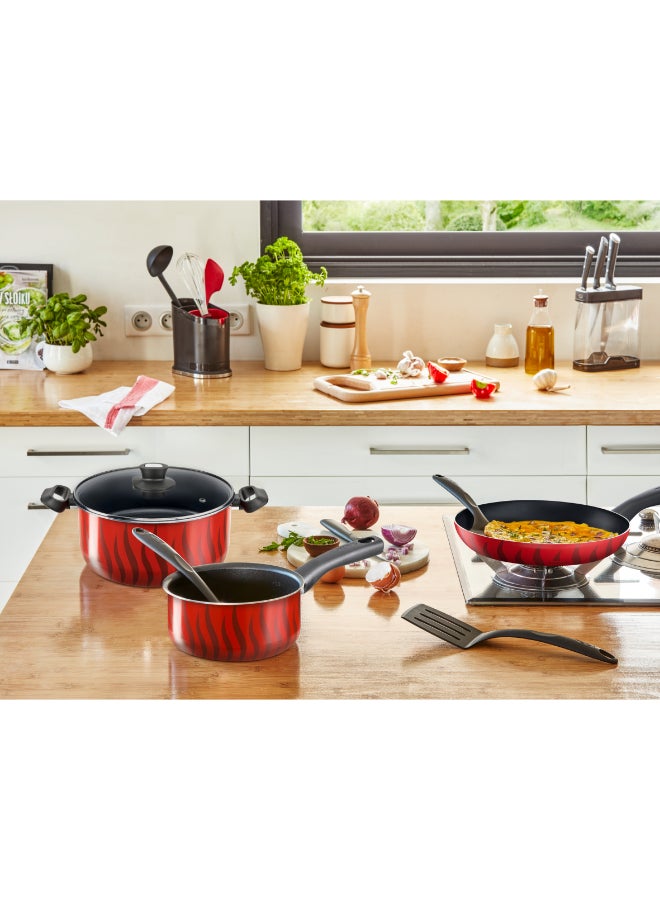 تيفال طقم قدور تفال للطبخ 8 قطع مقاسات 18/22/26/30 سم | طقم طهي تيمبو فليم | طلاء غير لاصق وآمن | صنع في فرنسا | 4 أغطية للطهي | مناسب للطهي والغلي | ضمان لمدة سنتين | C3079082 أحمر 30x34x39 cm - Image 5