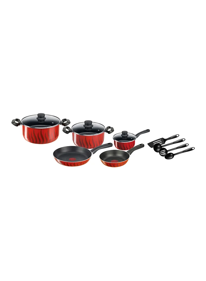 Tefal 12 Pieces Tefal G6 Tempo Flame Cooking Set Red Aluminium