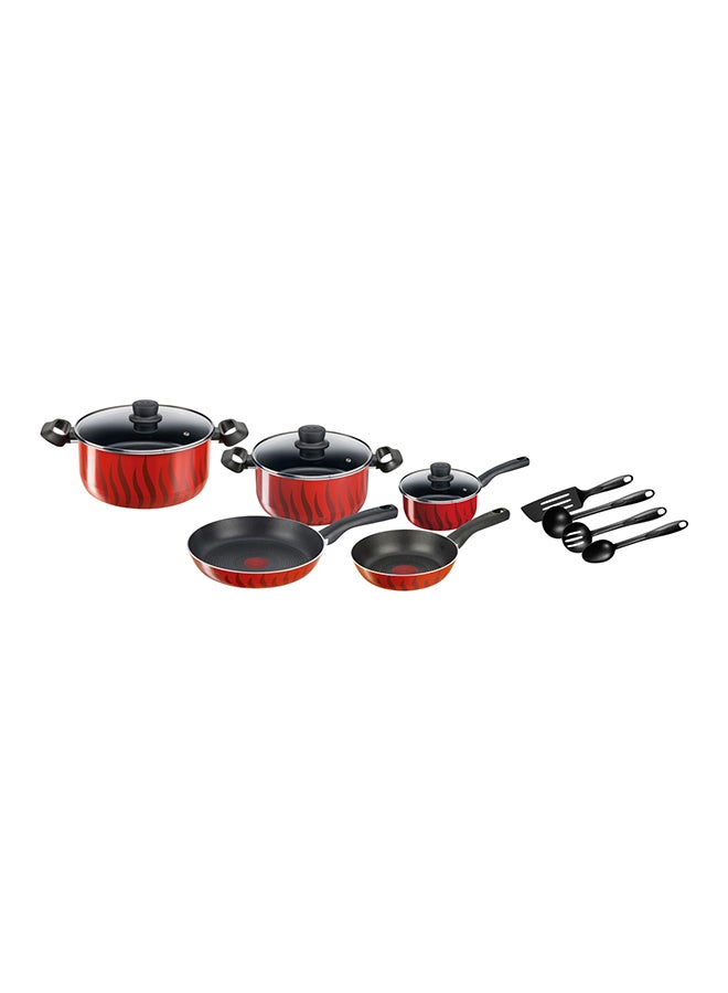 Tefal 12 Pieces Tefal G6 Tempo Flame Cooking Set Red Aluminium Red 26cm  - Image 1