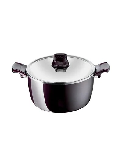 تيفال G6 Resist Intense Casserole With Stainless Steel Lid, Aluminium, 9L Black 30cm
