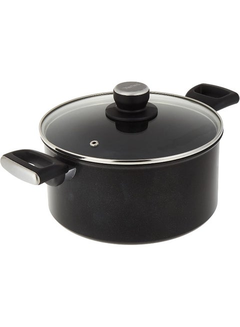 TEFAL قدر طبخ | UNLIMITED قدر طبخ 24 سم مع غطاء | طلاء غير لاصق سهل التنظيف | مؤشر Thermo signal™ | طهي صحي وآمن | صنع في فرنسا | ضمان لمدة سنتين | G2554602 أسود/شفاف 24سم