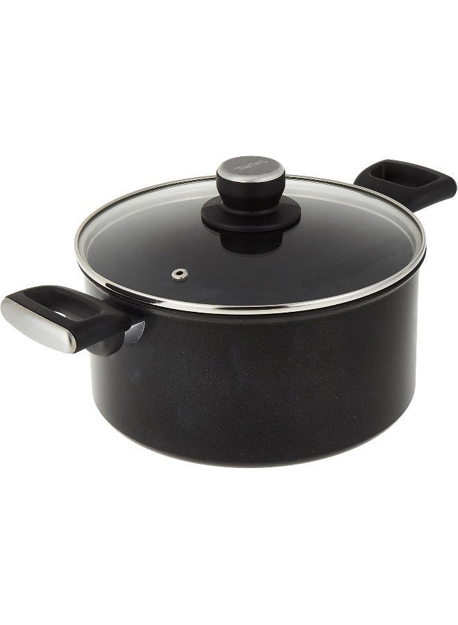 تيفال - TEFAL قدر طبخ | UNLIMITED قدر طبخ 24 سم مع غطاء | طلاء غير لاصق سهل التنظيف | مؤشر Thermo signal™ | طهي صحي وآمن | صنع في فرنسا | ضمان لمدة سنتين | G2554602 أسود/شفاف 24سم - Image 1