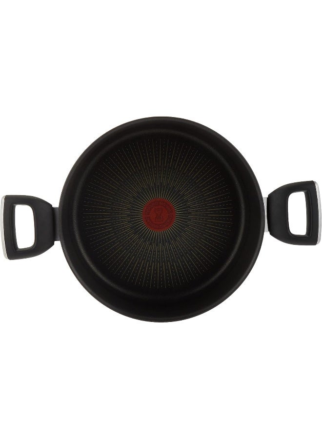 تيفال - TEFAL قدر طبخ | UNLIMITED قدر طبخ 24 سم مع غطاء | طلاء غير لاصق سهل التنظيف | مؤشر Thermo signal™ | طهي صحي وآمن | صنع في فرنسا | ضمان لمدة سنتين | G2554602 أسود/شفاف 24سم - Image 1