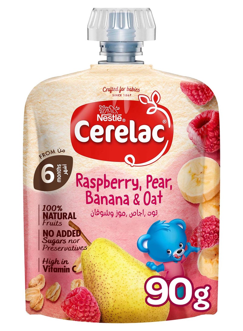 Cerelac Rasberry, Pears, Banana And Oats Pouch Puree 90grams - Image 1