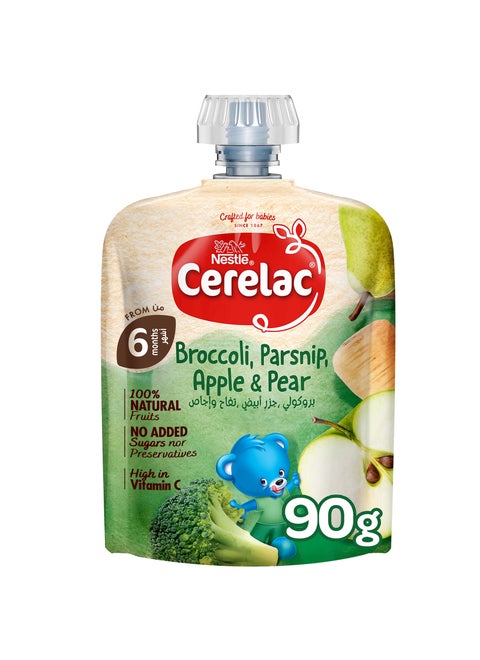 Cerelac Fruits Puree Pouch, Broccoli, Parsnip, Apple And Pear, Baby Food Pouch 90grams