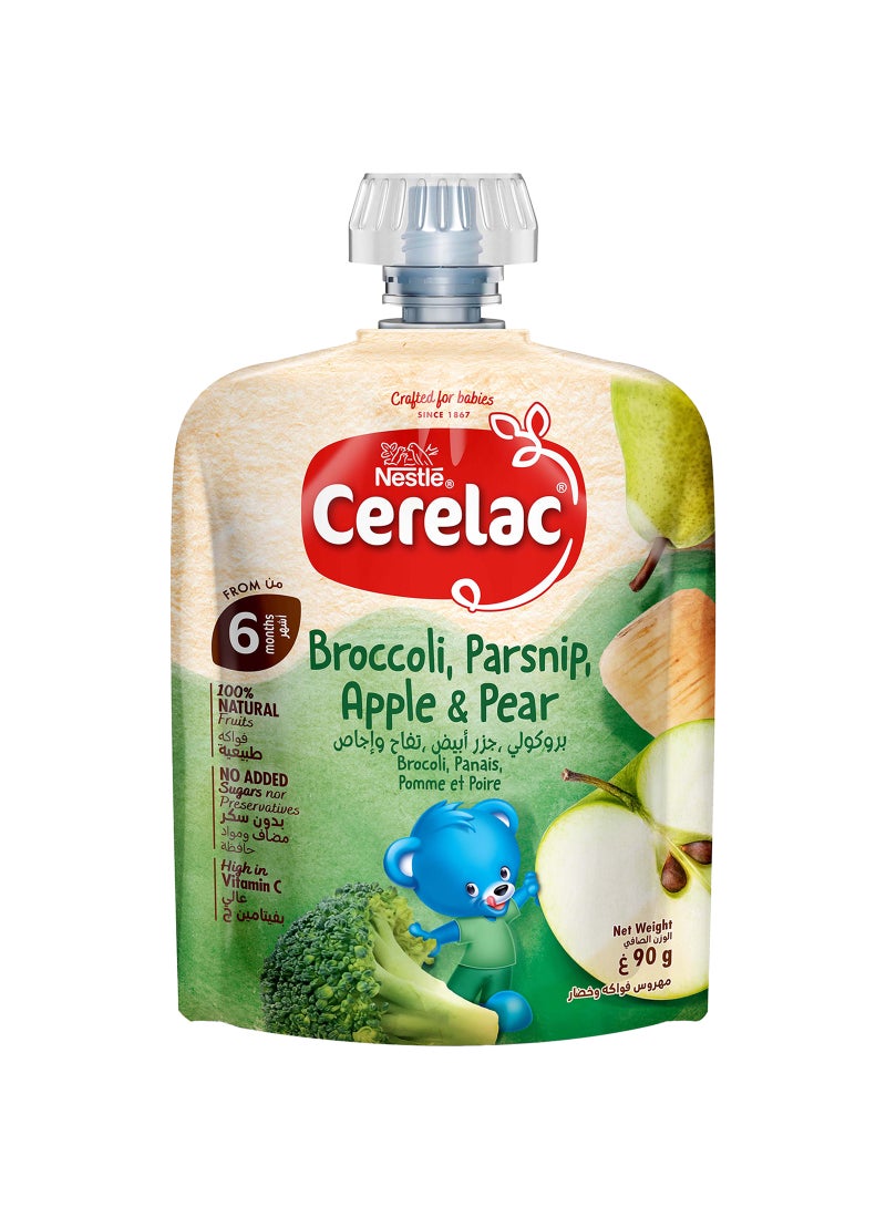 Cerelac - Cerelac Fruits Puree Pouch, Broccoli, Parsnip, Apple And Pear, Baby Food Pouch 90grams - Image 1