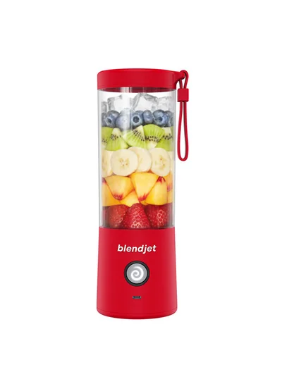 blendjet V2 Portable Blender | World's Most Powerful 16Oz @22,000 RPM, 6 Stainless Steel Blades, Ice Crasher, USB-C Charging, Leak Proof, Self Cleaning, Safety Features, BPA Free - Red