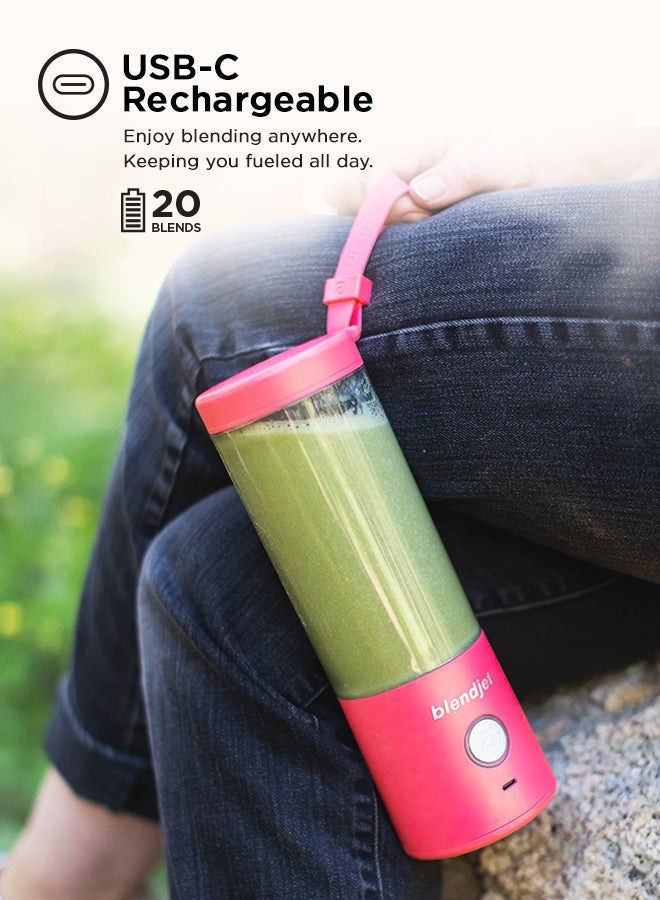 blendjet - V2 Portable Blender Smoothie Maker, Personal Blender, Fruit Blender, Leak Proof Juicer, BPA-Free 475ml 200W Sports Bottle, USB-C Rechargeable, Ice Crusher With Stainless Steel Blades 475 ml 200 W 2 Coral Orange - Image 1