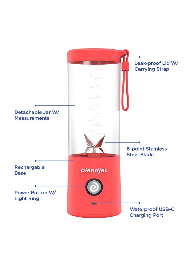 blendjet - V2 Portable Blender Smoothie Maker, Personal Blender, Fruit Blender, Leak Proof Juicer, BPA-Free 475ml 200W Sports Bottle, USB-C Rechargeable, Ice Crusher With Stainless Steel Blades 475 ml 200 W 2 Coral Orange - Image 1