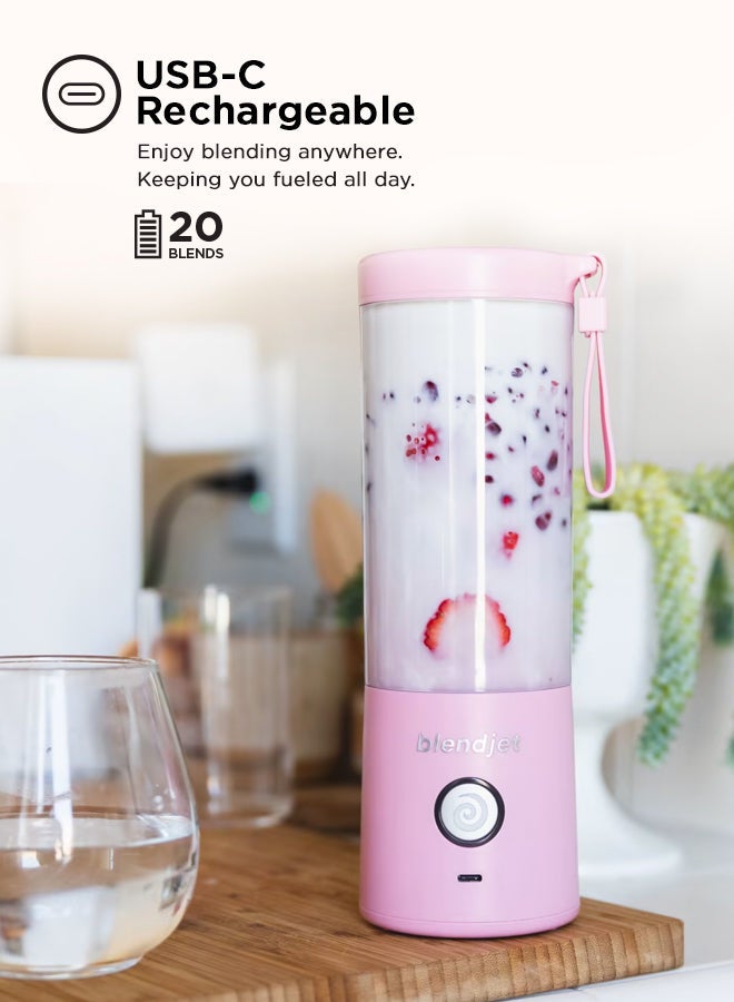 blendjet - V2 Portable Blender Smoothie Maker, Personal Blender, Fruit Blender, Leak Proof Juicer, BPA-Free 475ml 200W Sports Bottle, USB-C Rechargeable, Ice Crusher With Stainless Steel Blades 475 ml 200 W BJ-V2X-Blush Blush Pink - Image 1