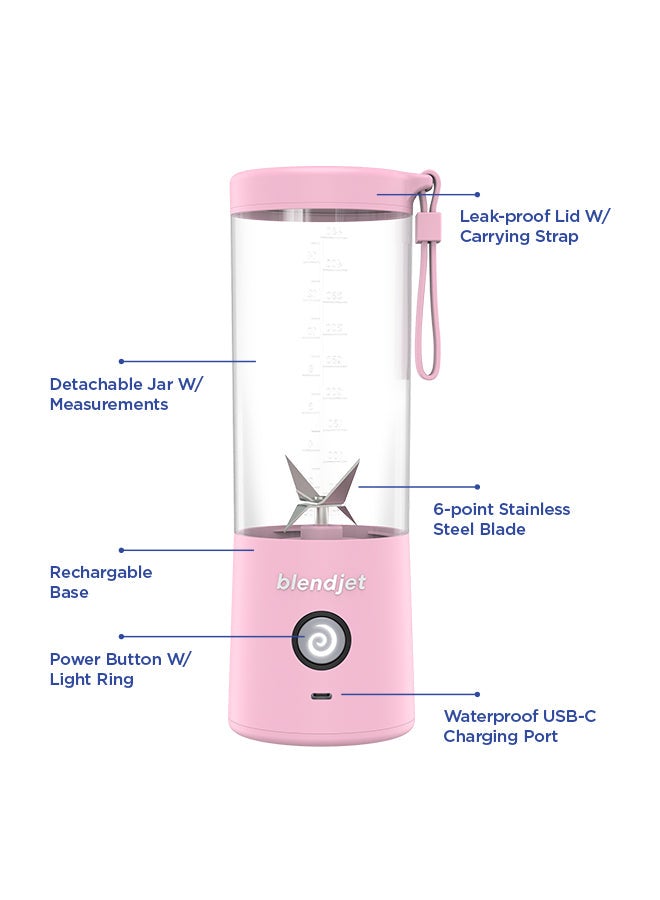 blendjet - V2 Portable Blender Smoothie Maker, Personal Blender, Fruit Blender, Leak Proof Juicer, BPA-Free 475ml 200W Sports Bottle, USB-C Rechargeable, Ice Crusher With Stainless Steel Blades 475 ml 200 W BJ-V2X-Blush Blush Pink - Image 1