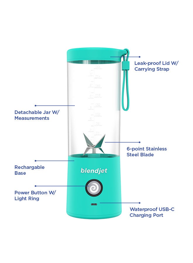 blendjet - V2 Portable Blender Smoothie Maker, Personal Blender, Fruit Blender, Leak Proof Juicer, BPA-Free 475ml 200W Sports Bottle, USB-C Rechargeable, Ice Crusher with Stainless Steel Blades 475 ml 200 W 2-MINT Mint Blue - Image 1