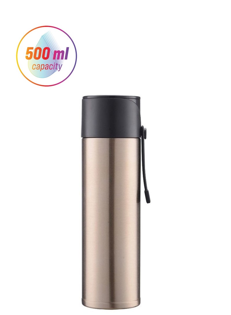 Stainless Steel Double Layer Flask Bottle Gold/Black  - Image 1