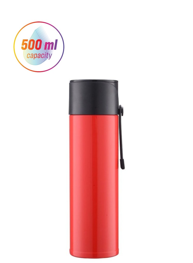 Stainless Steel Double Layer Flask Bottle Red/Black 