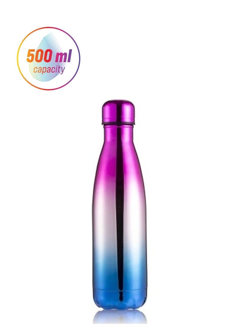 Portable Stainless Steel Vacuum Flask Purple/Silver/Blue 