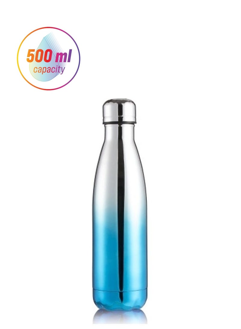 Portable Stainless Steel Vacuum Flask Silver/Blue 