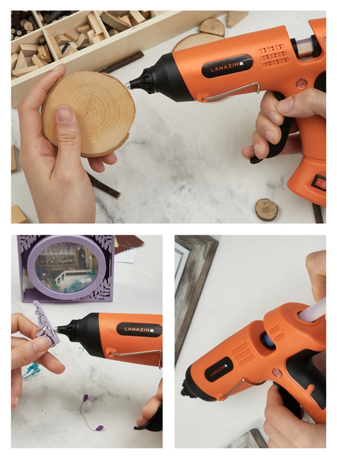 LAWAZIM Professional Glue Gun with Copper Nozzle and LED On/Off Switch -60 Watts Hot Melt Adhesive Applicator for Crafting DIY and Home Repairs | Electric Hot glue gun for Home improvements Orange/Black  - Image 5