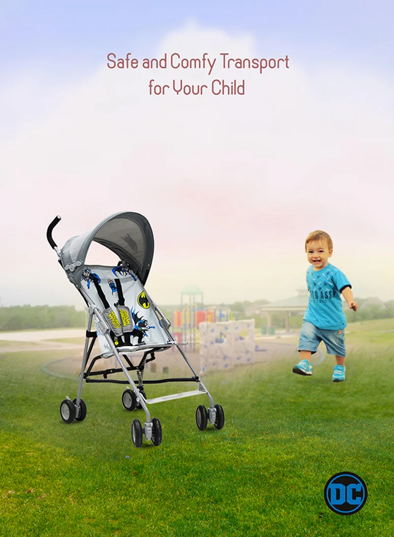 Warner Bros Trucare FZC Warner Bros. Batman Lightweight Buggy Stroller | 3 - 36 Months, Grey, Rear Breaks, Shoulder Strap And More.