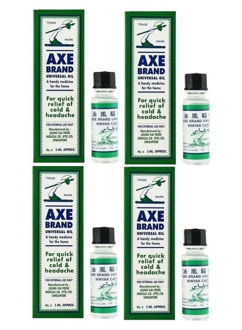 أكس زيت متعدد الأغراض للتخفيف السريع لنزلات البرد والصداع بحجم 3 مل، مجموعة مكونة من 4 قطع - Image 1