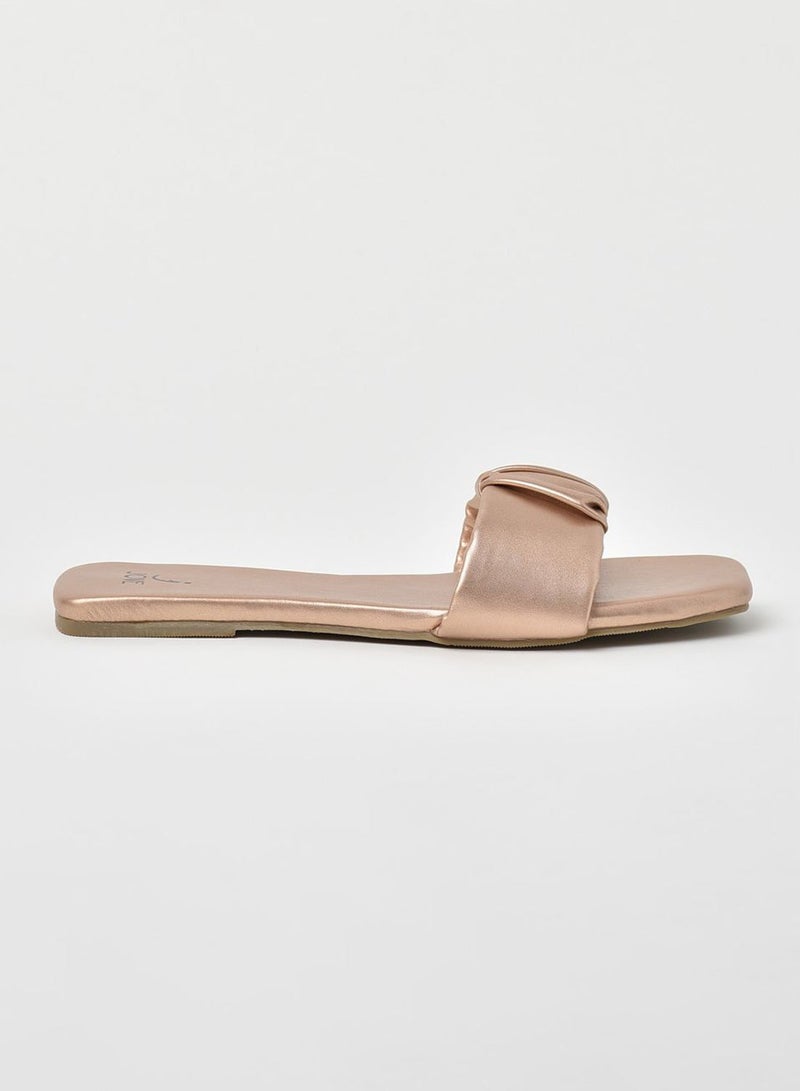 Ruched Strap Flat Sandals Rose Gold - pnsku/N48024351V/45/_/1734590062/aa2a2686-4d1a-4b35-bea3-9f43d560361f