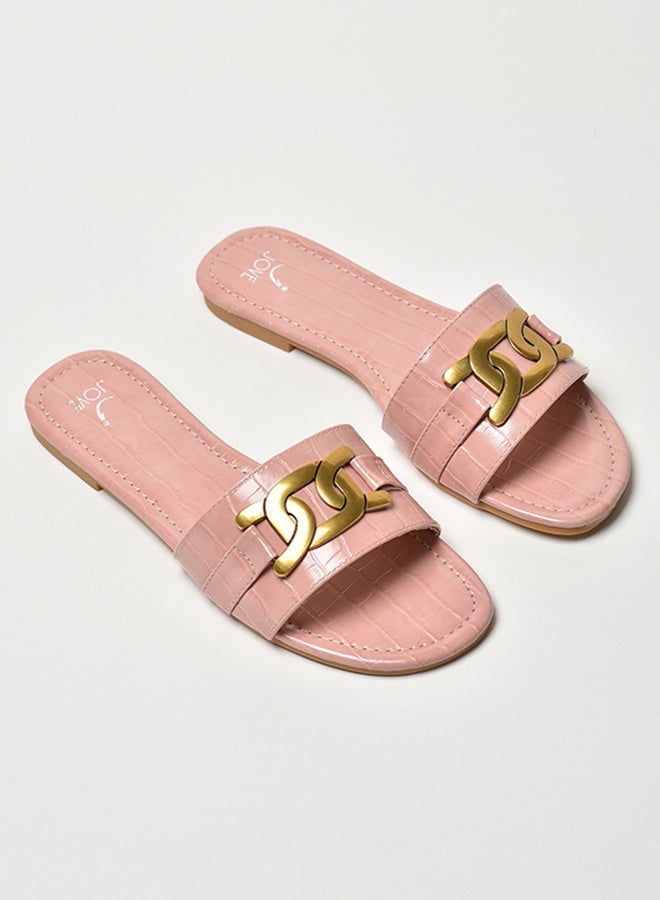 Jove - Broad Strap Flat Sandals Pink - Image 1