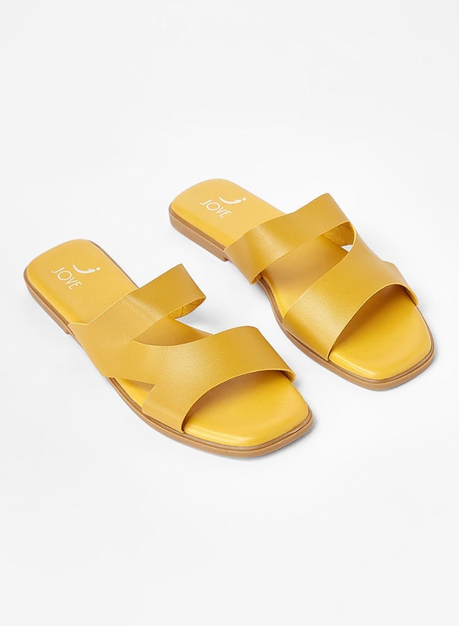 Stylish Comfortable Flat Sandals Mustard