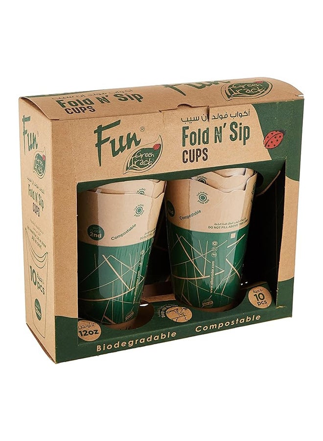 Fun 10 Piece Fold And Sip Biodegradable Paper Cups Multicolour  - Image 4