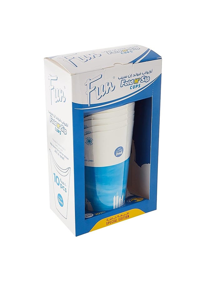 Fun 10 Piece Fold And Sip Biodegradable Paper Cups Multicolour  - Image 2