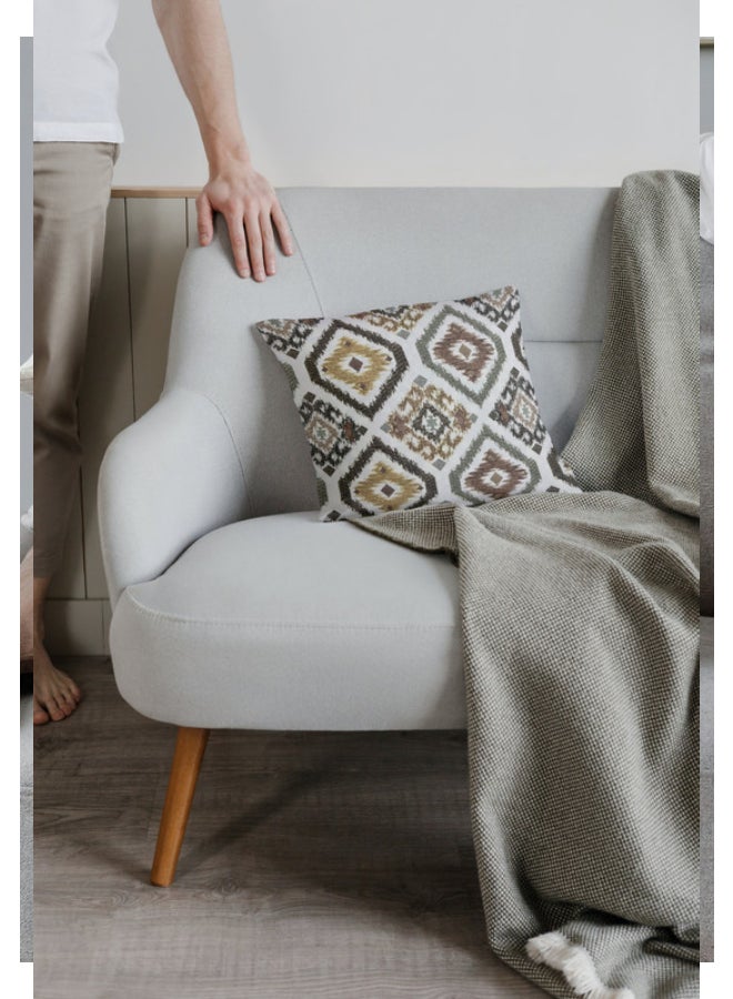 AL-HRAER - Colour Graphic Cushion Cover Beige/Grey 45x45cm - Image 1