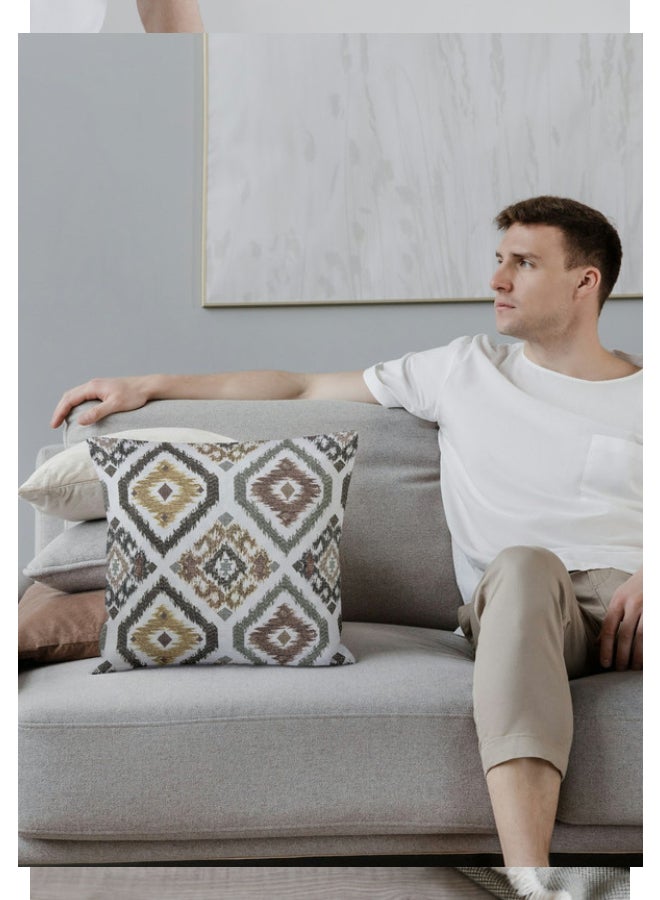AL-HRAER - Colour Graphic Cushion Cover Beige/Grey 45x45cm - Image 1