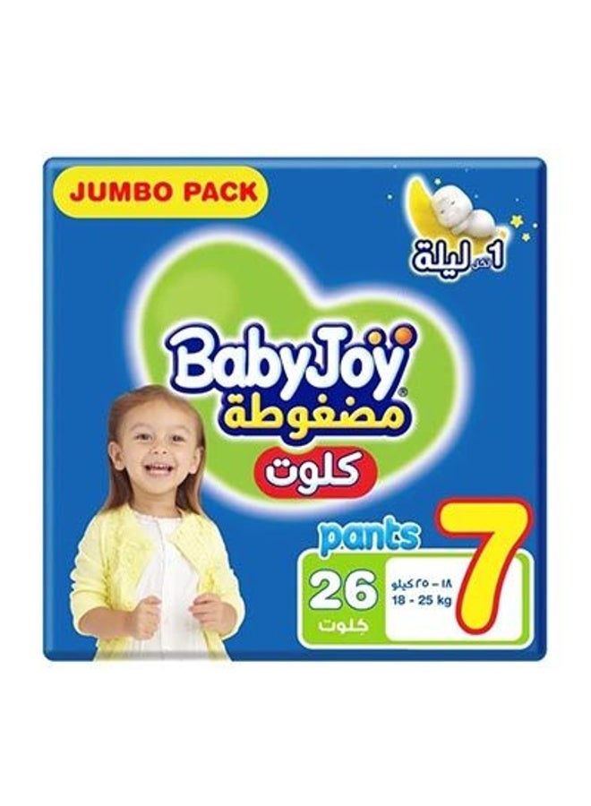BabyJoy - Compressed Culotte Pants Diaper, Size 7, Junior XXL, 18-25 Kg, Jumbo Pack, 26 Diapers - Image 1