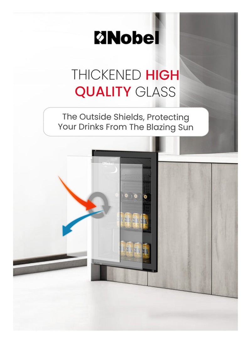 Nobel Bottle Chiller With Metal Shelf And Glass Door 132 L 220 W NBC140RH Black  - Image 3