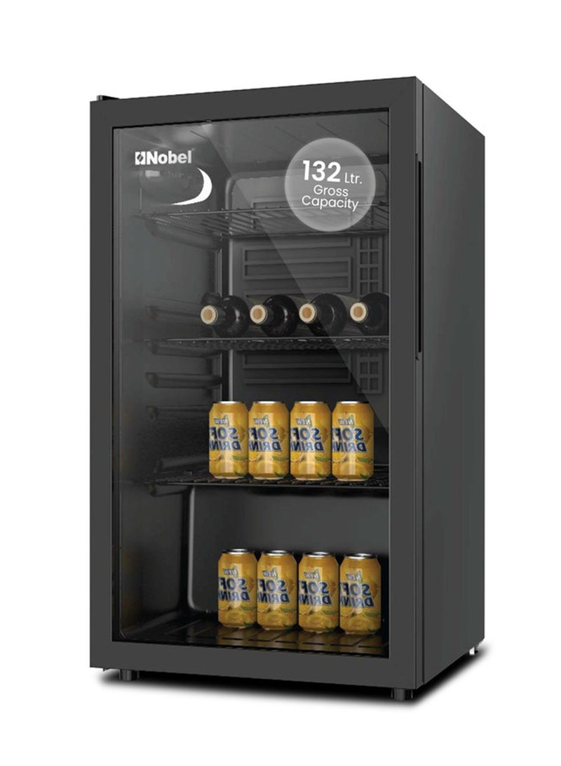 Nobel Bottle Chiller With Metal Shelf And Glass Door 132 L 220 W NBC140RH Black  - Image 1