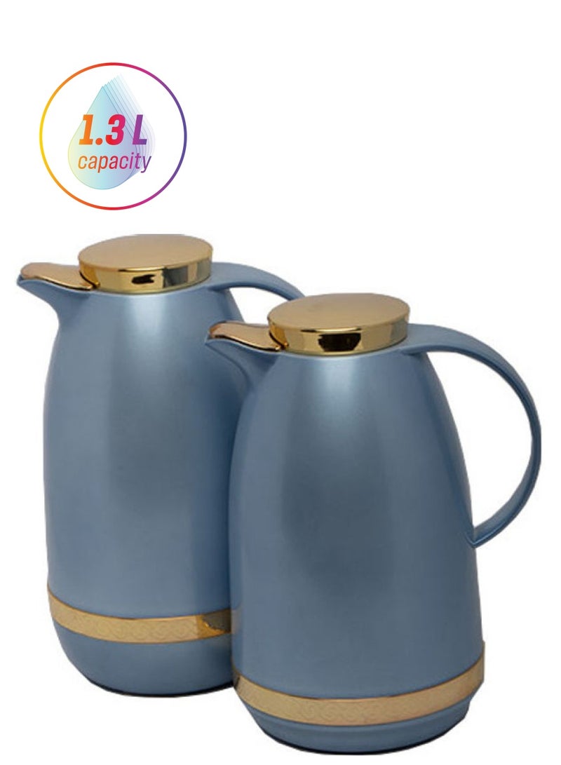 Squalo 2-Piece Stainless Steel Flask Blue/Gold 10x10x20cm - Image 1