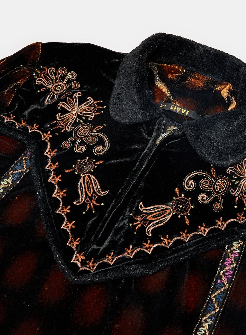 SIVVI for HANIYA Floral Embroidery Applique Jalabiya Black - Image 3