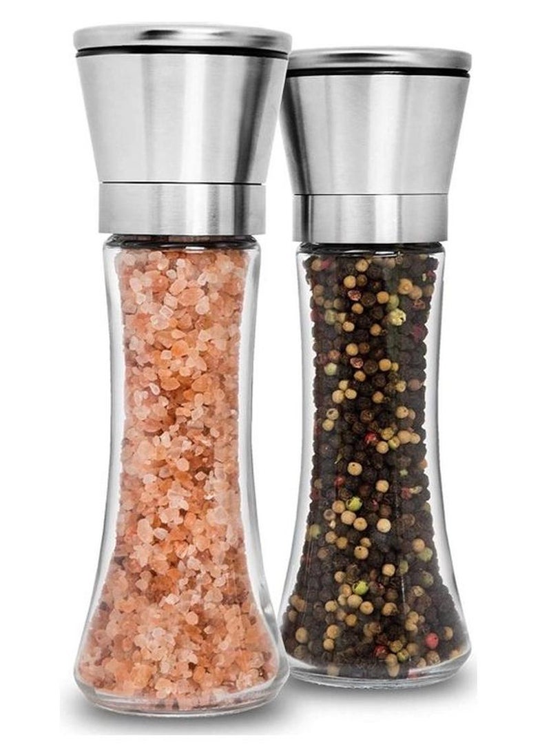 شو وو مجموعة طقم مطحنة الملح والفلفل من قطعتين شفاف/ فضي - Image 1