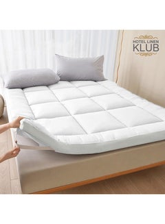 Hotel Linen Klub 100% Microfiber 90gsm Supersoft  Mattress Topper 1Pc Polyester White 180x200cm  - Image 1