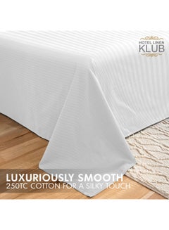 Hotel Linen Klub 2-Piece Single Bed Sheet Set – 100% Cotton Sateen Stripe Patterned – Size: 160x220cm + 1 Pillowcase 50x75 cm – Ultra-Soft, Luxury Hotel Collection Cotton White 160x220cm  - Image 3