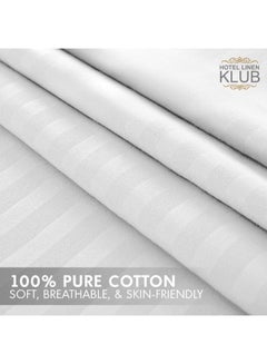 Hotel Linen Klub 2-Piece Single Bed Sheet Set – 100% Cotton Sateen Stripe Patterned – Size: 160x220cm + 1 Pillowcase 50x75 cm – Ultra-Soft, Luxury Hotel Collection Cotton White 160x220cm  - Image 5