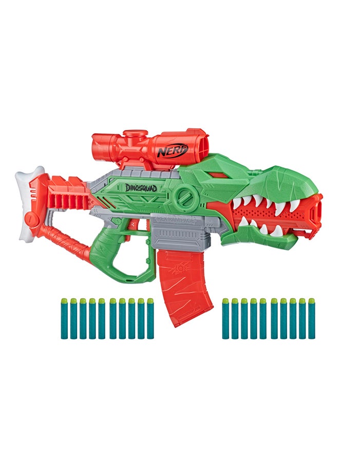 NERF - Nerf Dinosquad Rex-Rampage Motorized Dart Blaster, 10-Dart Clip, 20 Official Nerf Darts, 10-Dart Storage- T-Rex Dinosaur Design 3.187x28x14inch - Image 1