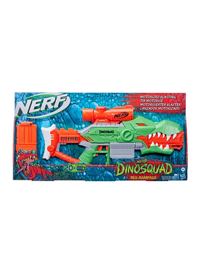 NERF - Nerf Dinosquad Rex-Rampage Motorized Dart Blaster, 10-Dart Clip, 20 Official Nerf Darts, 10-Dart Storage- T-Rex Dinosaur Design 3.187x28x14inch - Image 1