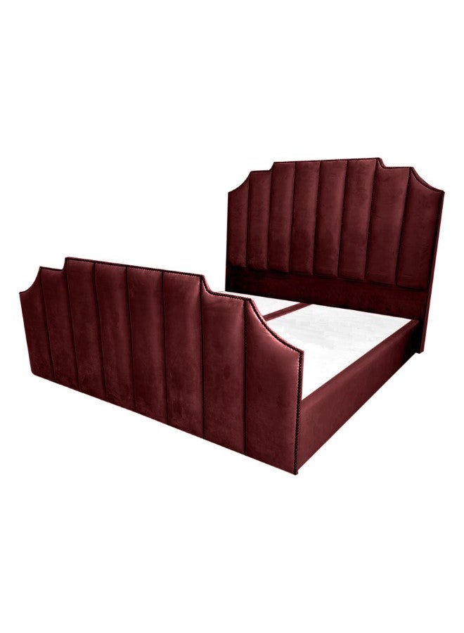 ريغال إن هاوس تاج هيكل سرير من المخمل برغندي 200x200سم - Image 1