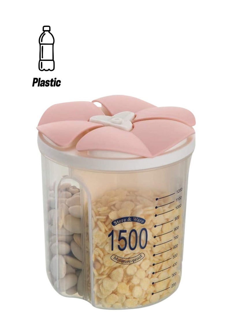 إيونتو حافظة طعام بثلاثة أقسام مع غطاء شفاف/وردي 1500ملليلتر - Image 1