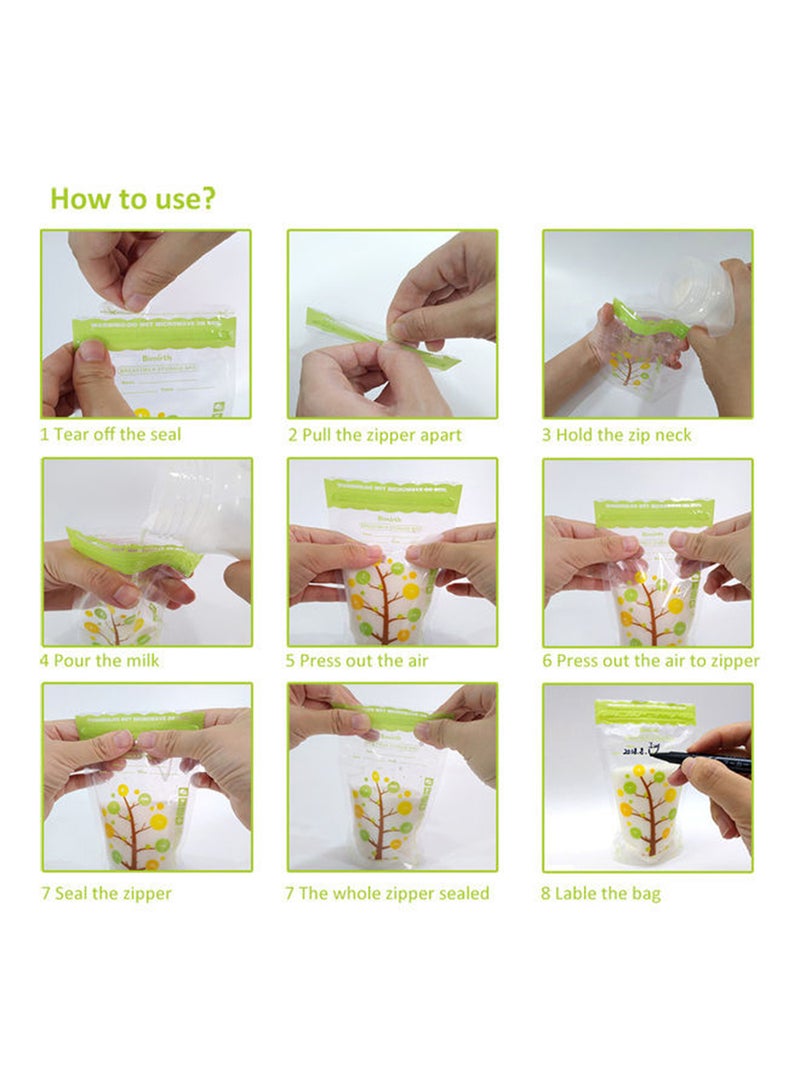 112-Piece Safe and Convenient Breast Milk Storage Fresh Bags With Leak-proof, Self Stand Design